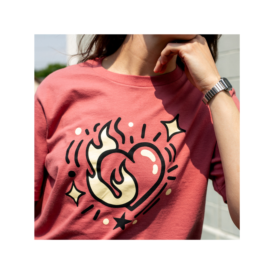 flaming heart shirt