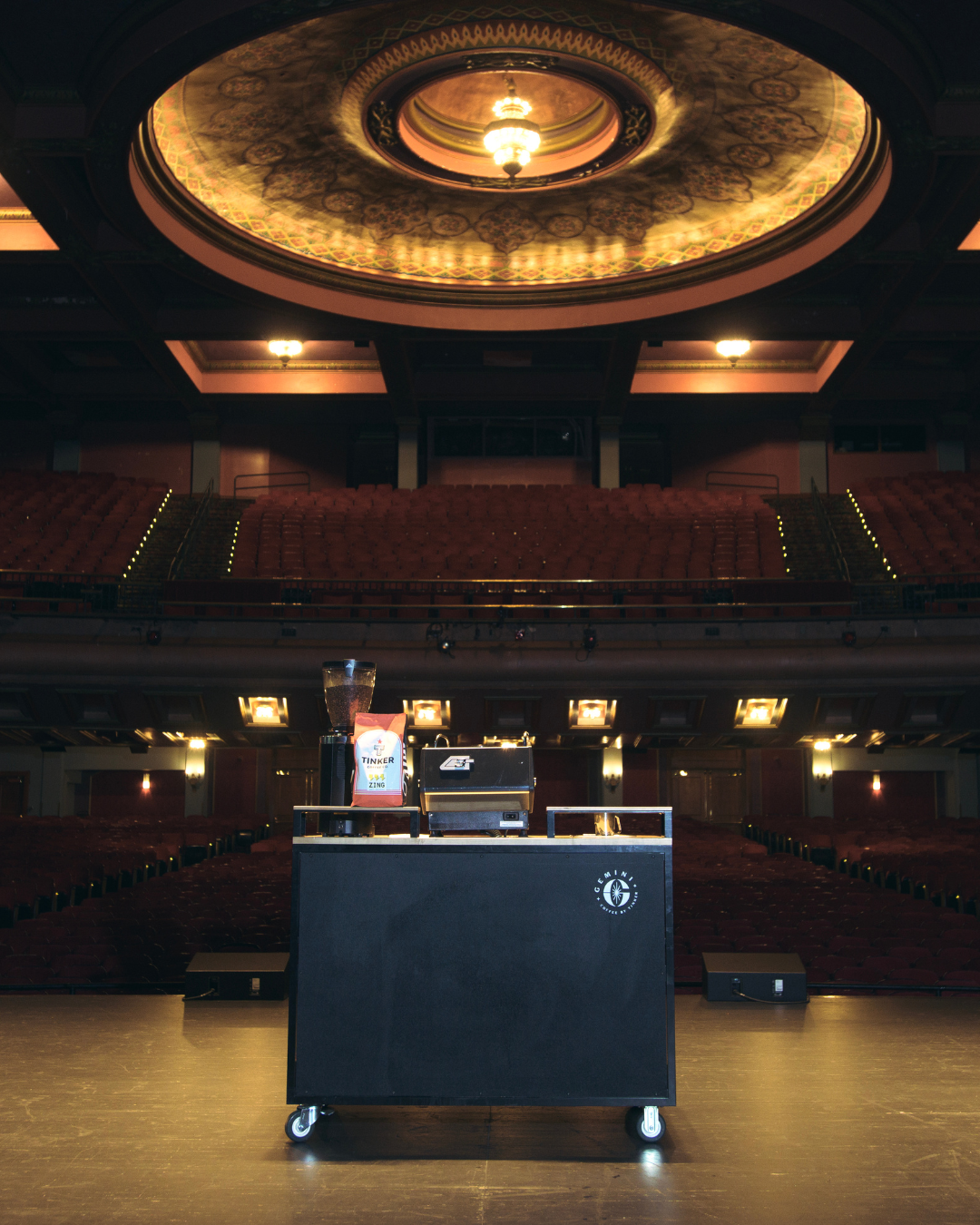 tinker coffee stand on stage